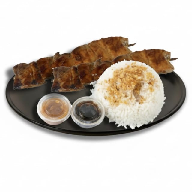 2 sticks of Skewer BBQ with Rice (Pork or Chicken).