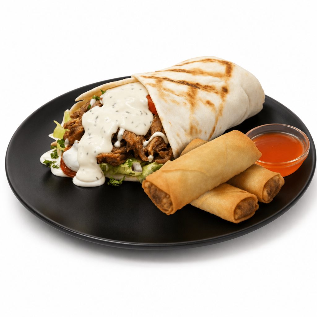 C7 - Shawarma & 3 Pieces Lumpia.