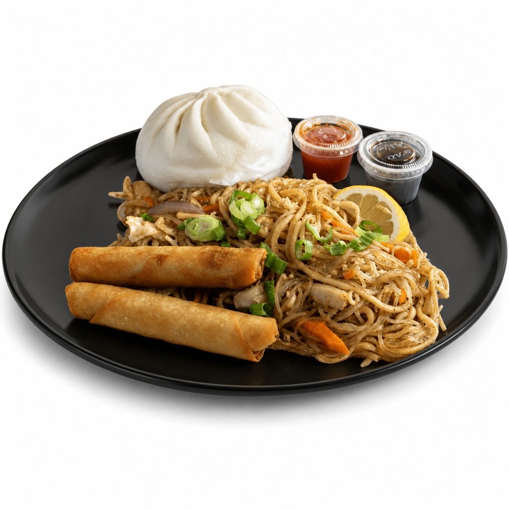C4 - Subic Pancit with 2 Pieces Lumpia & 1 Siopao.