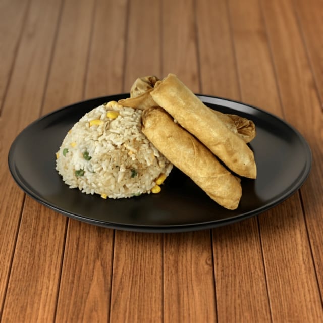 3 Pieces Lumpia with Fried Rice.